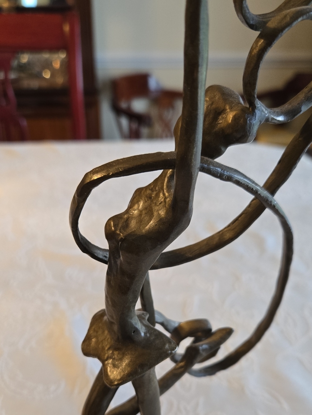 Bronze Brutalist Ballerina Signed 13" X 5" X 2.5" - Picture 9 of 10